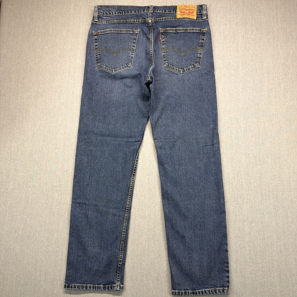 Levis 505 Jeans Mens 36x32 (Fits 34x30) Dark Blue Denim Straight Leg
